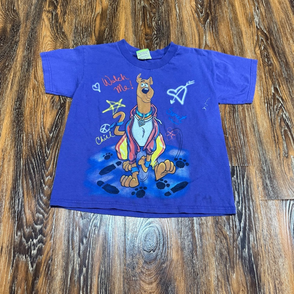VTG 90s Cartoon Network Scooby-Doo Purple Kids Graphic Logo T-Shirt 1998 M 8-10‎